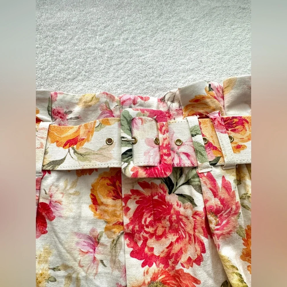 For Love And Lemons Peony Pleated Shorts Medium high waisted‎ floral NWOT